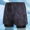 Men's Swimwear Men Anti-embarrassing Elastic Waist Swimming Trunks Quick Dry Double Layer Swim Shorts With For Water