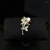 Brooches 1750 Exquisite High-End Red Rose Flower Brooch Women's Luxury Wedding Corsage Suit Neckline Pin Jewelry Clothes Accessories Gift