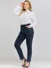 LIH HUA femmes grande taille jean automne Chic élégant jean pour femmes potelées coton tricoté jean 240315