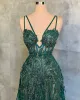 Evening Green Prom klänningar Arabiska Dubai Sexiga spaghettilemmar Backless Beadings Sequin Applicques Party OCN klänningar Vestidos Puls Size BC15505