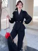 여자 2 피스 바지 기질 유명인 스타일 톱 2024 봄/여름 패션 세트 슬림 한 고급 블레이저