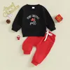 Комплекты одежды для маленьких девочек и мальчиков, рождественский наряд, свитшот с длинными рукавами и рождественской елкой, штаны, осенне-зимний комплект одежды для младенцев