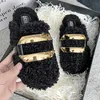 HBP Non-Brand Autumn And Winter New Baotou Lamb Wool Semi Slippers Women Wear Warm Flat Muller Shoes Outside