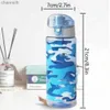 Vattenflaskor kamouflage sport vatten flaska mode vatten kopp för utomhus fitness sport vatten kopp med skala yq240320