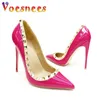 Nette Schoenen Vierkant Metalen Klinknagel Hoge Hakken Roze Rood Modeshow Model 8CM Dagelijkse Carrière Stiletto Pumps Dames Puntschoen Enkele ShoeEH2R H240321