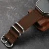 Assista Bandas Artesanal Vintage Crazy Horse Leather Strap para Apple Ultra8/9 Homens 49mm 45mm 44mm Pulseira Marrom Preto