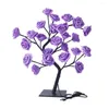 Lampes de table LED Rose Tree Bouquet Lampe Chevet Veilleuse USB Alimenté Décor À La Maison Cadeau -Violet