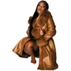 在庫のある女性の毛皮のコートジャケット冬の服ロングファッショナブルな女の子のトレンディレザーの女性用