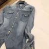 Spring Women Shirt Designer Shirts Womens Letters Small Gold Chain Blus Fashions Lapel Casual Loose Denim Coat Tops Size S-L