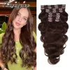 Extensions Body Wave Clip dans les Extensions de cheveux cheveux humains brésilien couleur naturelle cheveux pleine tête 200 grammes Remy Extension de cheveux pour les femmes