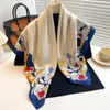 90*90 cm Classics Design Fashion Brand Classic Letter Beautiful Flower Grid Satin Luxury Square Scarf Outdoor Shawl Silk Turban Beach Wrap Women Flower Scarves