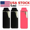 USA stock 1ml Einweg-Vape-Stiftwagen Dicke Öl leere E-Zigarettenschoten Palmgröße Box-Form-Stifte mit halbem 280 mAh Batterie Keramik-Spulen-Vaporizer Custom Logo OEM