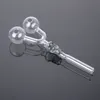 Mini Bong Pipes Double Glass Oil Burner Skull Form Bubbler Tube för vattenrörets tillbehör SW29