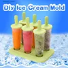 Glassverktyg 6pc/1 Set cirkulär med lock Ice Tray Diy Ice Cream Mold Diy Mold dessert glassform med popsicle stick kök barn älskar l240319