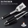 ROMANTICIST 30 Pezzi Set di Attrezzi per Barbecue Uomo Papà, Set di Utensili per Griglia in Acciaio Inossidabile Resistente, Kit di Accessori per Grigliata Antiscivolo con Termometro, Tappetini in Custodia di Alluminio