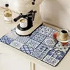 Table Mats Cup Super Absorbent Dish Drying Mat With Exquisite Pattern Non-slip Draining For Dining Wear Resistant