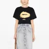 24ss Isabel Marant nischdesigner T Shirt Classic Hot Lip Print Casual mångsidig rund nacke Bomull Lös Pullover Tees Top Women Short Sleeped Polos Trend T-shirt