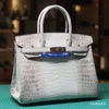 Tygväskor Himalaya Crocodile Handbag äkta Dragon talisman Himalayan grå vit krokodil hud kvinnors väska äkta platina väska importerad f har logotyp hbyi1j