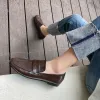 Boots femme Chaussures plates simples Slip On Moofers Korea Style Cow Cuir Femme Chaussure Handmade Girls Farts Faculaires Mules confortables Mules