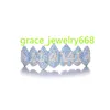 Fangs Shaped Grillz Teeth Grills Gold Silver 2022 New Fashion Blue Brass Zircon Body Jewelry Geometric Light Up Party Jewelry /