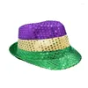 Berretti Oro Verde Cappello Papillon e Occhiali Set Fornitura per feste Mardi Grases