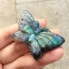 Dekorativa figurer 1st vackra kristallnistningar naturliga handskårna labradorite stenfjärilar halsband mode smycken gåvor