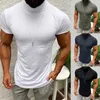 T-shirt da uomo Camicia da uomo tinta unita Casual Top 2024 Primavera Estate Moda collo alto Camicetta allentata di grandi dimensioni Abbigliamento