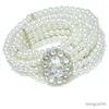 Gürtel Damen-Gürtel mit weißen Perlen, Strass-Schnalle und Blumenverzierung, verstellbarer elastischer Bund für den täglichen Gebrauch