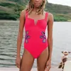 Roupa de banho feminina 2024 oco um pedaço maiô grande tamanho maiôs sexy feminino sólido v profundo monokini maiô beach wear sem costas