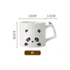 Tazas Taza de cerámica de Panda de dibujos animados con tapa, cuchara, té, café, tazas de leche, taza de agua divertida para regalo de niños