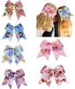 6pcspack New 7Inch print princess Hair Bows girls cheer bows Elastic Hair Bands Polyester ribbon Kids Girls Hair Accessories8309157