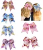 6PCSPACK NYA 7INCH PRINT PRINCESS HAIR BOWS GIRELSER BOWS Elastiska hårband Polyester Ribbon Kids Girls Hair Accessories8309157