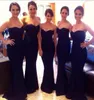 2019 Most Popular Sweetheart Neckline Mermaid Black Satin Bridesmaid Dresses Sexy Party Prom Dress Exquisite Evening Gown9903241