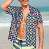 Chemises décontractées pour hommes Cercles élégants Chemise Rétro Imprimé floral Vintage Hawaii Homme Manches courtes Vacances Street Style Blouses surdimensionnées