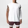 Mäns västar ärmlös sport T-shirt sommarväst med bred axel snabbtorkande svettabsorption fast färg för avslappnad