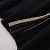 Производители трикотажа на заказ весна-осень черный с длинным рукавом v-образным вырезом контрастный тонкий вязаный свитер женское платье