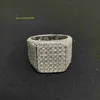 Bijoux Hip-Hop buste rond Moissanite bague cubaine sur mesure 925 argent glacé carré Moissanite bague hommes cadeau