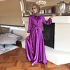 Vêtements ethniques Satin Abaya Dubaï Kaftan Femmes Musulman Maxi Robe Turquie Caftan Robe Arabe Ramadan Eid Mubarak Djellaba Femme Robe de fête