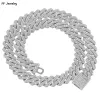 14mm Prong Cuban Link Chain Hip Hop Men Necklace Iced Out Paris Chain 2 Row Rhinestone Paved Miami Rhombus