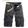 Men's Shorts Summer Men Safari Style Shorts Outdoor Sports Multi-Pocket Solid Five-Point Shorts Y240320