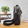 Väska original läder manlig design casual vintage messenger crossbody axel mode satchel mochila tablett tote 2006-b