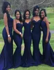 Sexy Navy Blue Bridesmaid Dresses for Wedding Guest Party Cheap Straps with Sweetheart Neck Plus Size Formal Gowns for African Bla8683586