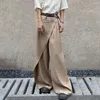 Pantalons pour hommes Hommes Style Chinois Plissé Épissage Double Couche Irrégulière Couleur Solide Culottes Sans Genre Tendance De La Mode Casual Jambe Large