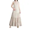 Top Sales Linen Casual Sleeveless Maxi Womens Dress of Fashion Design with Round Neck