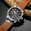 Curren Brand Watch Men Leather Sports Watches Mens Army Military Quartz Wristwatch Chronograph Male Clock Relogio Masculino 240311