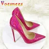 Scarpe eleganti 2023 Nuovo cambio colore modello pietra Tacchi alti 12 cm Punta sexy tacco sottile Singolo olografico Bocca superficiale Scarpe da donna0SK4 H240321