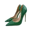 Туфли 12 см с тиснением, один сексуальный острый носок, женские вечерние туфли на высоком каблуке, новые летние офисные зеленые туфли-лодочки без шнуровки на шпильках QXGW H240321