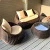 Móveis de acampamento ao ar livre Rattan Sofá Combinação Arte Lazer Pátio Jardim Interior Varanda Cadeira Pequena