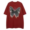 Herr t-shirts Mens T-shirt Butterfly Patchwork Short Sleeved American Retro T-shirt Masochistic Fashion T-Shirt Hip-Hop Casual Loose Top J240319