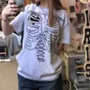 Damen T-Shirts Vintage Punk Skull Graphic Tees Damen Übergroßes T-Shirt Y2K Fairy Grunge Ästhetisches Crop Top